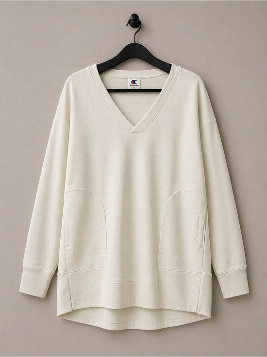 Champion Tops - Champion Reverse Weave V-Neck Sweatshirt Women’s Small Cream Pockets NWT